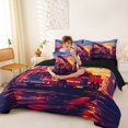 thumbnail image 3 of Erosebridal Fire Truck Queen Bedding, Firefighter Bedding Comforter Set Queen, Sunset City, Black Reversible 7-Piece, 3 of 6