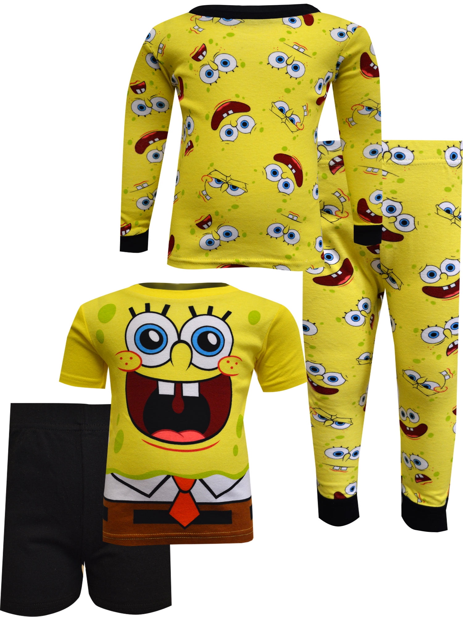 Nickelodeon Boys Spongebob Squarepants 4-Piece Cotton Pajama Set Yellow