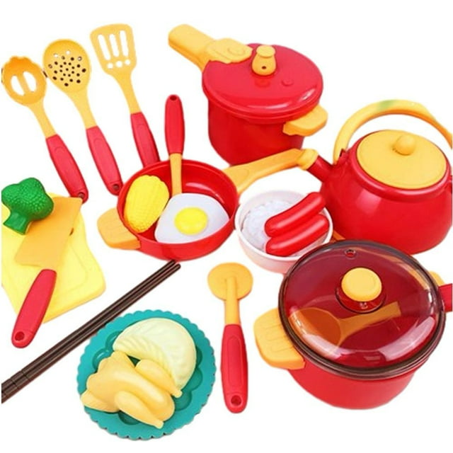 Toddler Kids Toys Kitchen Playset with Sound and Light Stir Fry Cooking Cooking Simulation Cookware Cooking Set for 3-4 Years Old Girl Birthday Gift