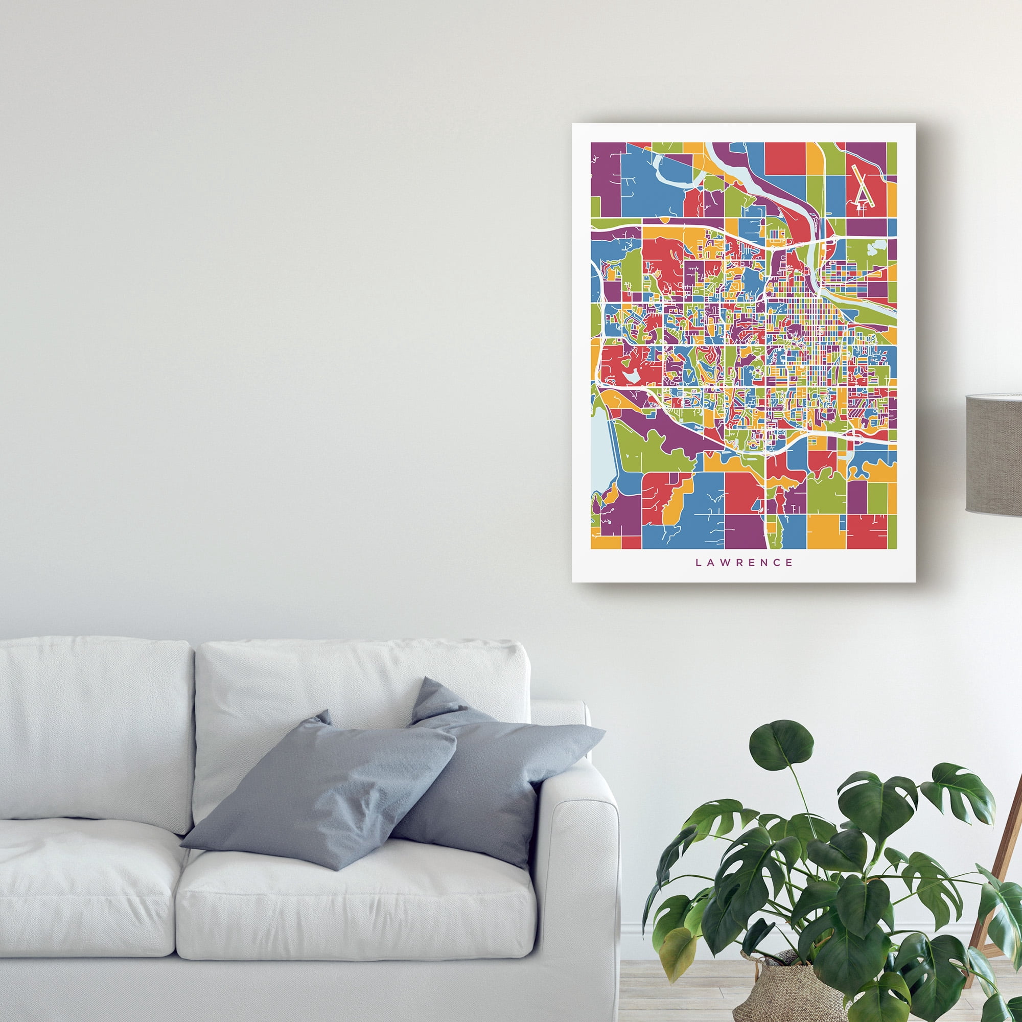 Trademark Fine Art 'Lawrence Kansas City Map' Canvas Art by Michael Tompsett