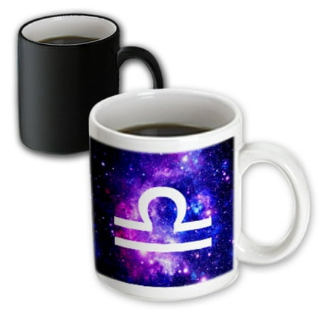 - 3dRose Libra star sign on purple space background - zodiac horoscope symbol, Magic Transforming Mug, 11oz