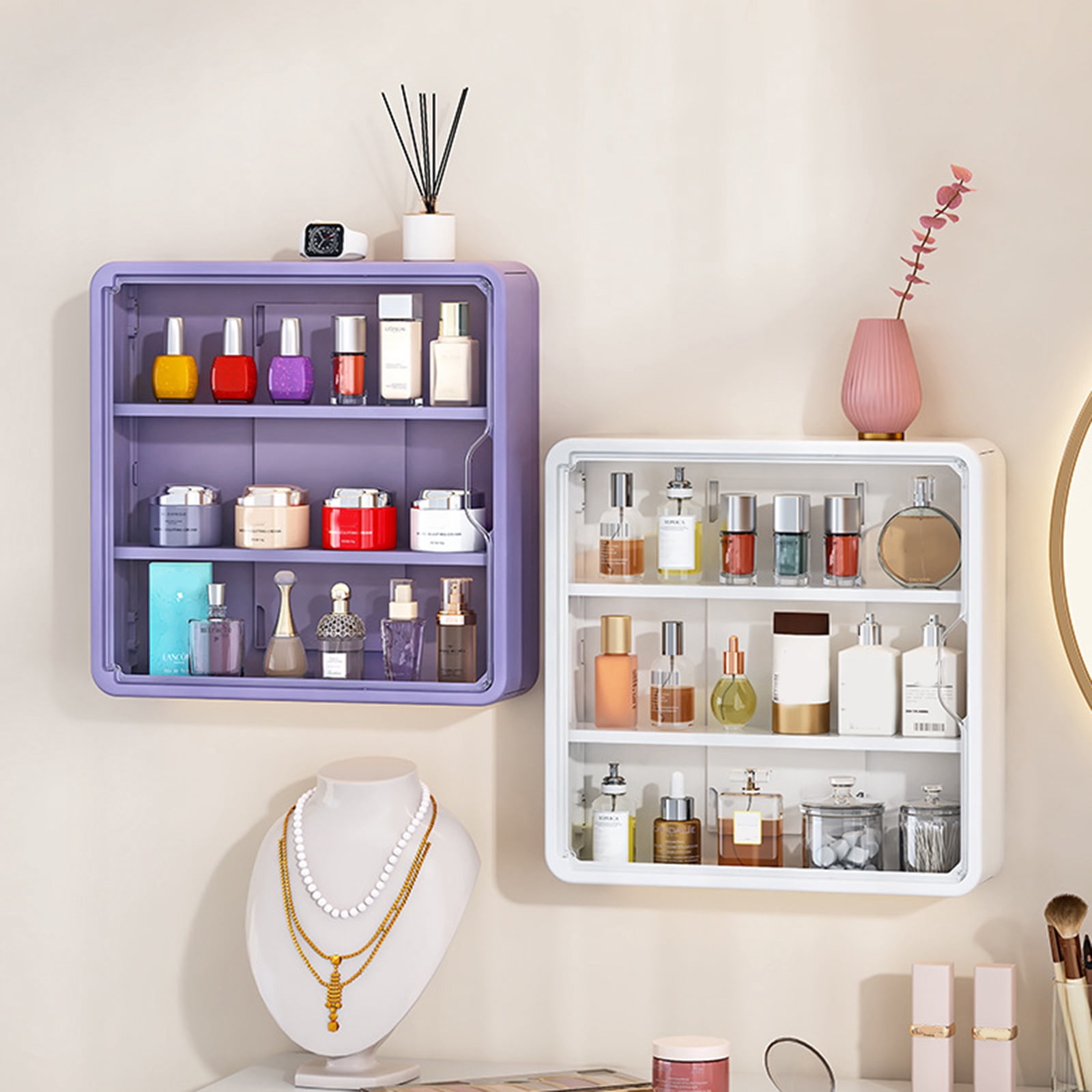 Easy Install Wall Mounted Organiser Multi Layer Shelf For Bathroom Bedroom Space Saving Storage Rack for Cosmetics
