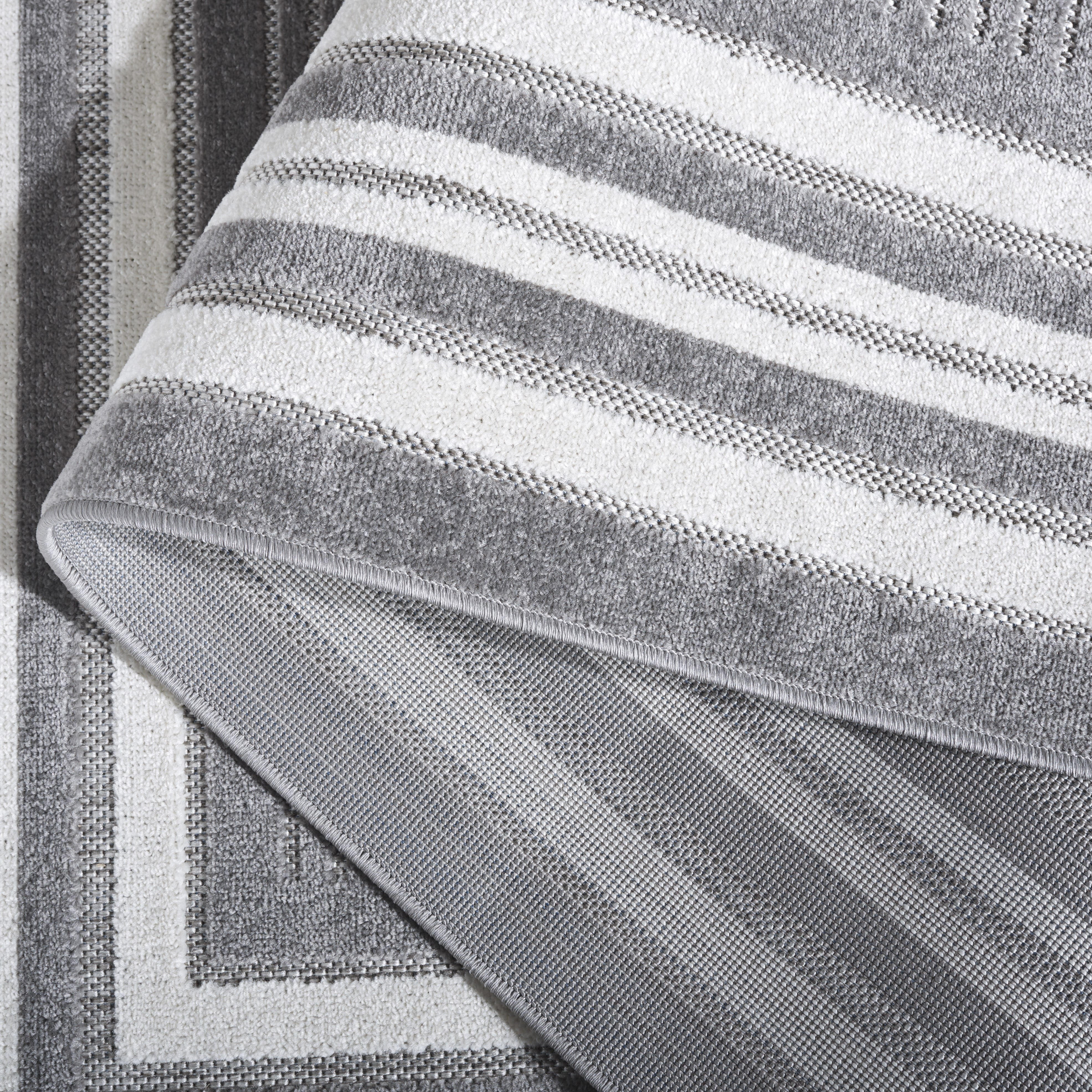 SAFAVIEH Cabana Henry Striped Indoor/Outdoor Runner Rug, Grey/Ivory, 2'2" x 9'