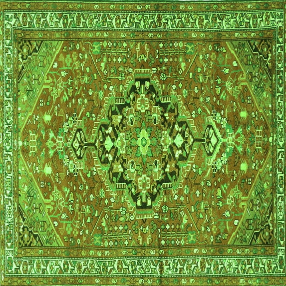 Ahgly Company Indoor Square Persian Green Traditional Area Rugs, 6' Square
