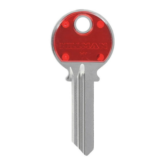 Hillman 5969050 Colorplus Traditional Key House & Office Blank Single Sided Universal Key - Red, Pack of 5