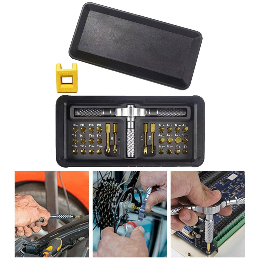lanema 30 in 1 Screwdriver Set Multiple Bit Magnetic Screwdriver Set with T Handle Storage