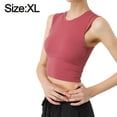 thumbnail image 2 of Red yoga suit women's sports running fitness training upper garment with chest pad gathering vest-xl, 2 of 5