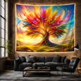 thumbnail image 6 of Tree of Life in a Swirling Colorful Landscape, Uplifting Psychedelic Style for Nature Lovers, Vibrant Forest Wall Art, Housewarming Gift Tapestry Wall Hanging for Bedroom, Living Room and Dorm, 6 of 7