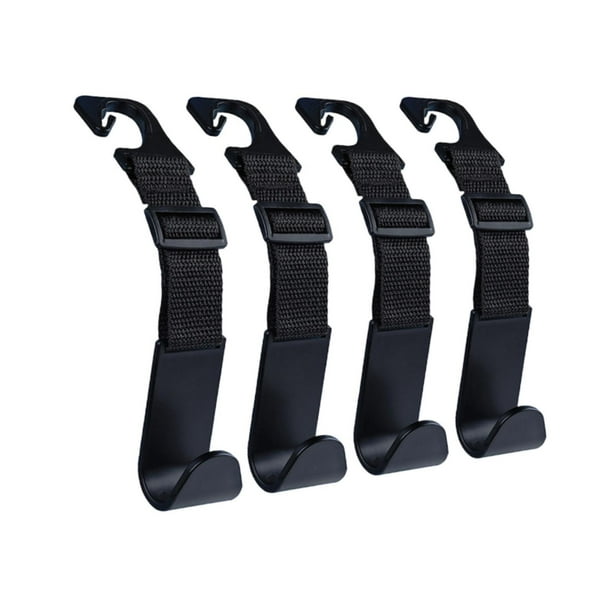 4 ganchos para reposacabezas de coche, organizadores, multifuncionales, de fácil instalación, resistentes. Negro
