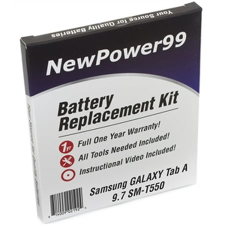Samsung GALAXY Tab A 9.7 SM-T550 Battery Replacement Kit with Video Instructions, Tools, Extended Life Battery and Full One Year (Best Extended Battery For Galaxy S4)