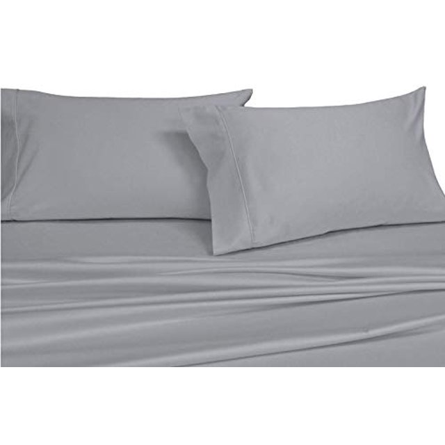 Royal's Solid Gray 550 Thread Count 2PC Standard Pillowcases Set 100% Combed Cotton, Sateen Solid