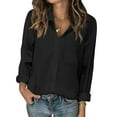 thumbnail image 4 of Zeagoo Shirt Women V Neck Button Downs Blouses Long Sleeve Collared Cotton Tops Woman, 4 of 4