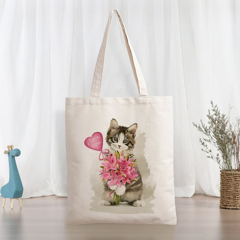 Flower bouquet design natural tote bag reusable shopping bag environmental