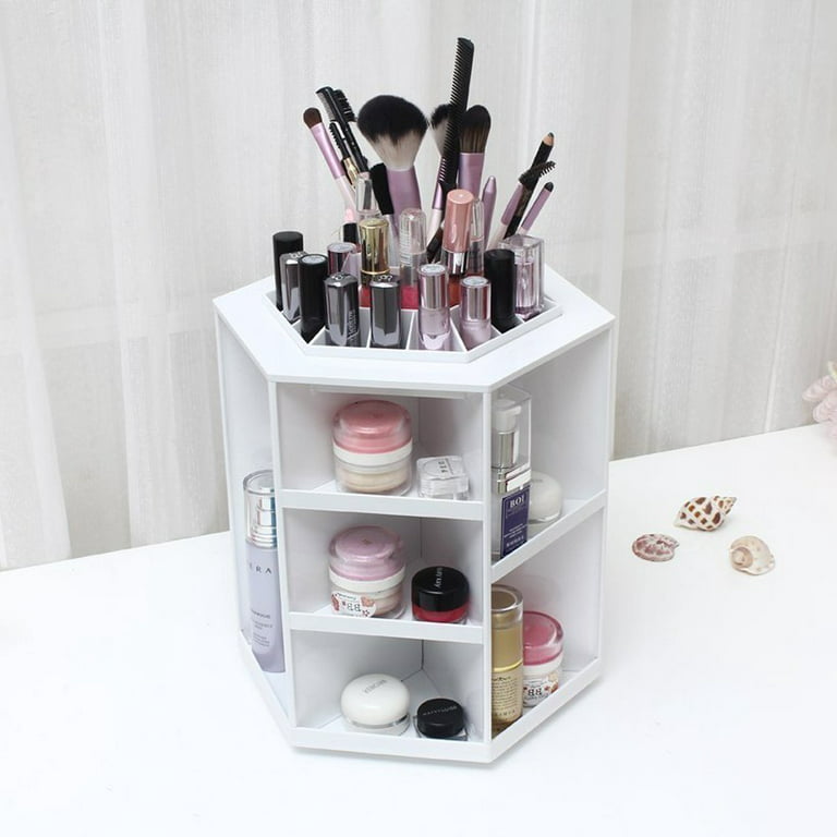 360° Rotating Makeup Brush Holder Organizer, Cosmetic Display Case Makeup  Lip Gloss Organizer Cup with 5 Slots for Vanity, Nail Polish, Perfume