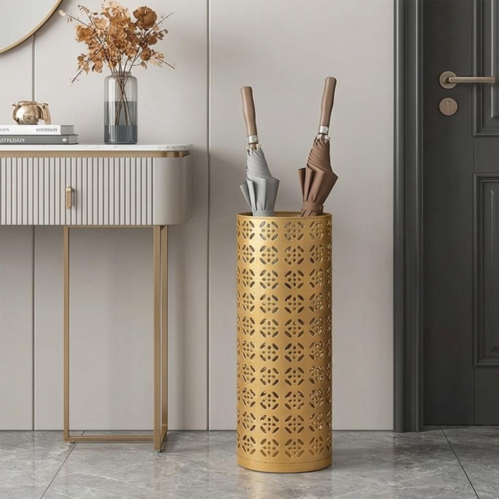 Giaone Modern Umbrella Holder with Hollowout Pattern Designs Strong Metal Umbrella Stand for Entryway Home Offices Accessory
