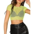 thumbnail image 2 of Womens Sheer Mesh Fish Net Short Sleeve See Though Crop Top T-Shirt Blouse, 2 of 9
