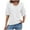 White, variant on Summer Loose Women T Shirt Solid Color V Neck Tee Double Layer Flared Mid Sleeves Casual Loose Fit Top Black L