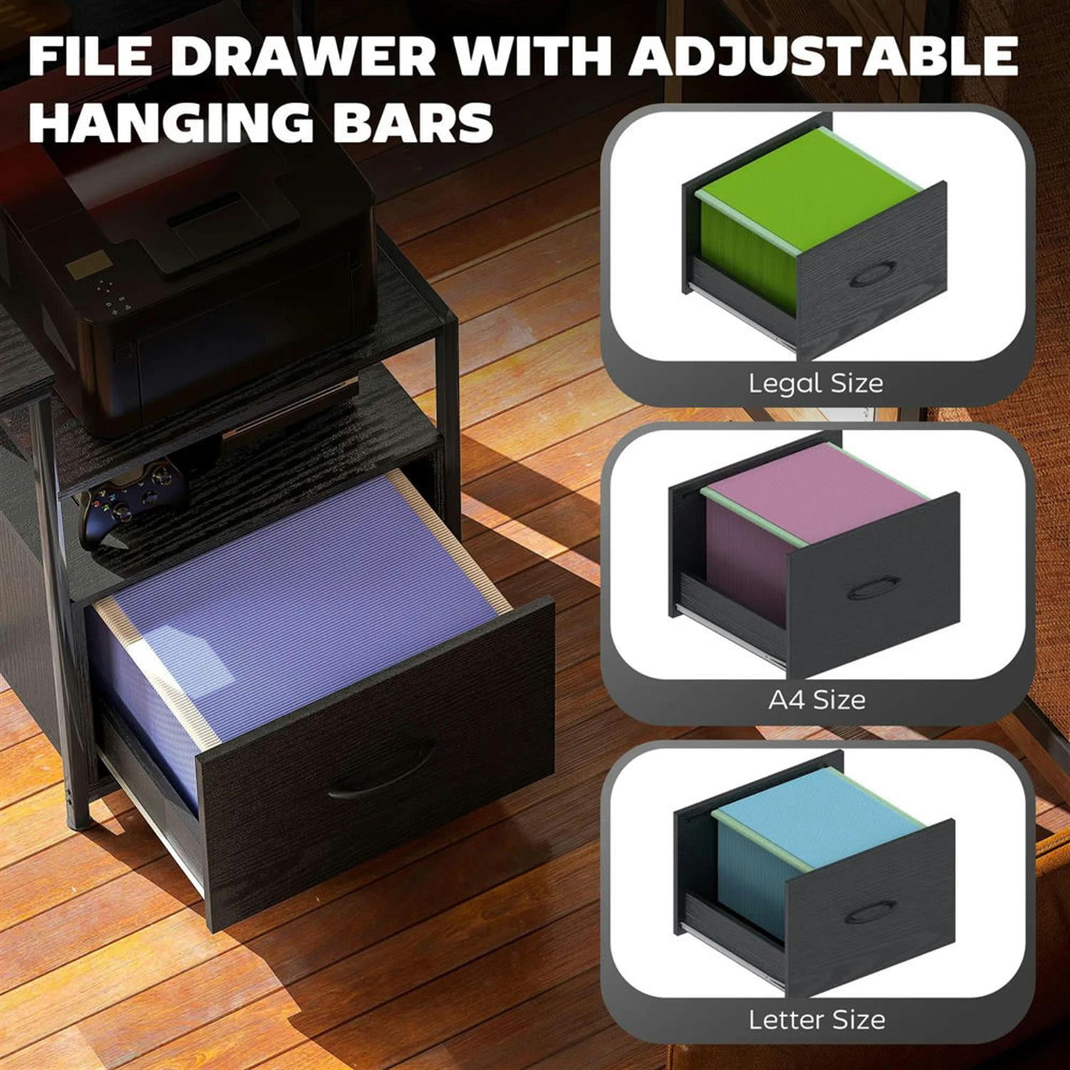 Demi Bonn 67" Office Desk with LED Lights and Power Outlets, Home Computer Desk for Living Room, Office, Study Table PC Desks, Black