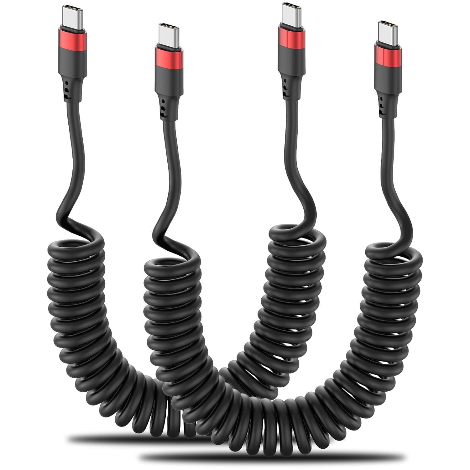MHAWBL-Coiled USB C to USB C Cable, 2 Pack 3FT USB C Charger Cord for Car, USBC to USBC Coiled Cable Fast Charging for iPhone 17/16/15 Plus/Pro Max, Samsung Galaxy S25 S24 S23 Ultra, Pixel 10 9