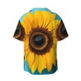 thumbnail image 6 of Daiia Golden Sunflower in Blue Men's Linen Shirts Short Sleeve Casual Shirts Button Down Shirt for Men Beach Summer Wedding Shirt-Medium, 6 of 6
