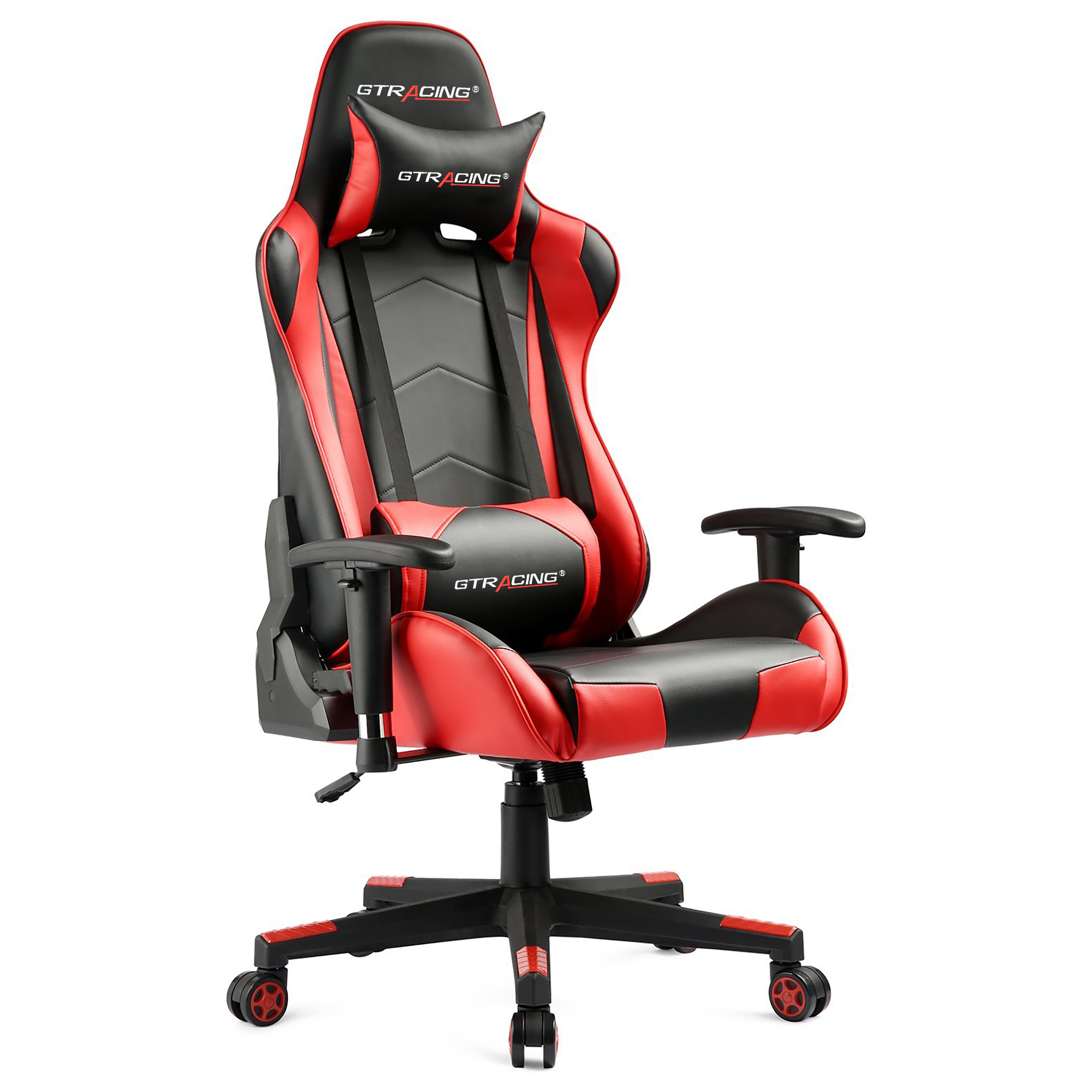 Buy Gtracing Gaming Chair Office Chair In Home Leather With Adjustable Headrest And Lumbar Pillow Red Online In Guatemala 575897870