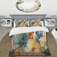 thumbnail image 2 of Designart "Blue Orange Petal Mosaics II" Abstract Botanicals Bedding Covert Set - Modern Teal Abstract Bed Set With 2 Shams, 2 of 6