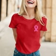 thumbnail image 2 of Yuanlong Womens T-Shirts Regular Short Sleeve Round Neck Ribbon Pattern Tee Shirts Cancer Awareness Blessing Ladies Tops, 2 of 5