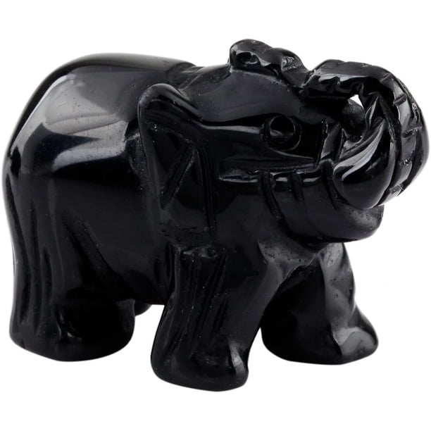 Estatua de bolsillo de elefante de cuarzo rosa, decoración de figurita curativa de guardián de cocina de 1,5" Ormromra CZJJ-ZH44-2