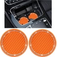 thumbnail image 1 of Yazoeia 2 Pack Bling Car Cup Coaster, 2.75 Inch Rhinestone Silicone Auto Cup Holder Insert Coaster, Anti Slip Crystal Soft Rubber Cup Pad, Universal Vehicle Accessories for Women (Orange), 1 of 6