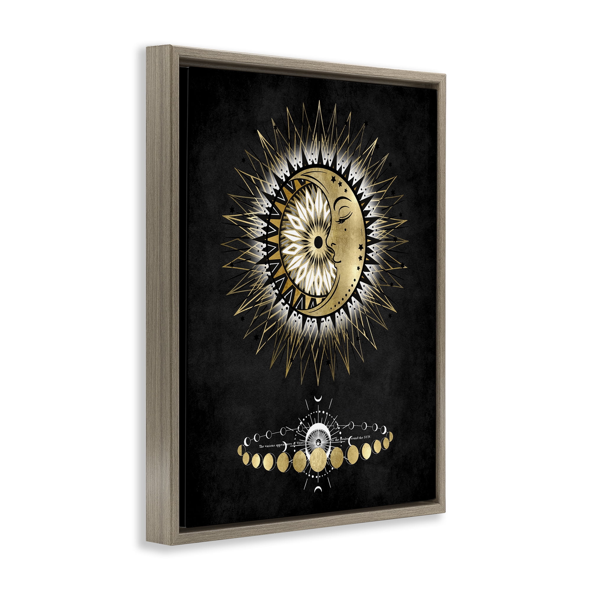Stupell Industries Lunar Phrases Astrology Astrology & Stars Painting Brown Floater Framed Canvas Art Print Wall Art, 25 x 31