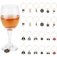 thumbnail image 1 of 24 marcadores de copas de vino esmaltados con forma de lazo floral. Anillos para identificar copas y vasos, ideales para catas de vino y fiestas., 1 of 6