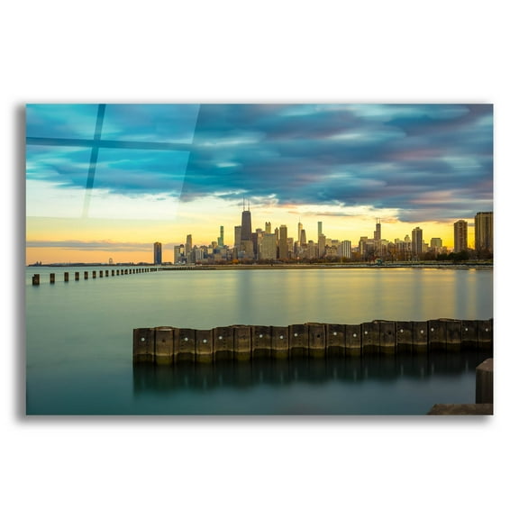 Epic Art 'Chicago - Golden Hour' by Epic Portfolio, Acrylic Glass Wall Art, 16"x12"