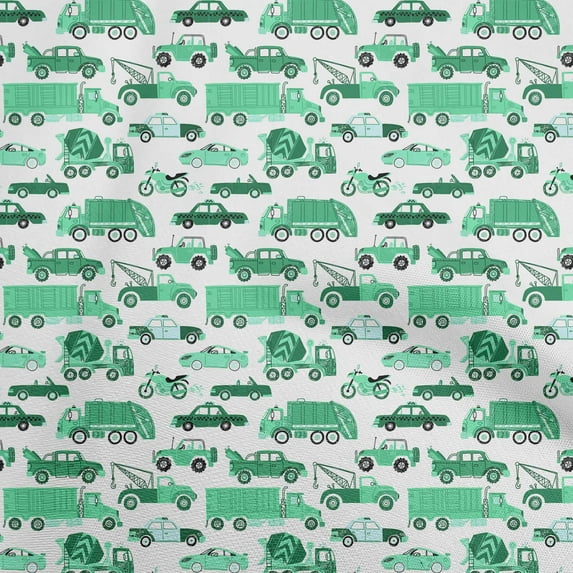 oneOone Cotton Poplin Sea Green Fabric Truck Sewing Fabric By The Yard Printed Diy Clothing Sewing Supplies 56 Inch Wide