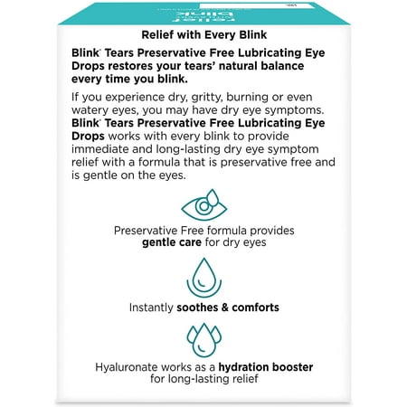 Blink Tears Lubricating Eye Drops Mild-Moderate Dry Eye, 25 Pk - 0.01 oz, (Pack of 2)