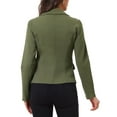 thumbnail image 3 of INSPIRE CHIC Women's Notched Lapel Button Up Long Sleeve Washed Denim Jacket S Green, 3 of 5