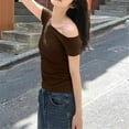 thumbnail image 5 of Vekome Women Shirts Casual Short Sleeve Pullover Tops Loose Off Shoulder Neck Tee Shirts Solid Color Summer Blouses, 5 of 5