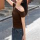 thumbnail image 5 of mfyjkho Tops Para Mujer, Blusas/Camisetas Sueltas De Verano De Color Liso Con Mangas Cortas Y Hombros Descubiertos Para Mujer Tops De Gimnasio Para Mujer Xl, 5 of 5