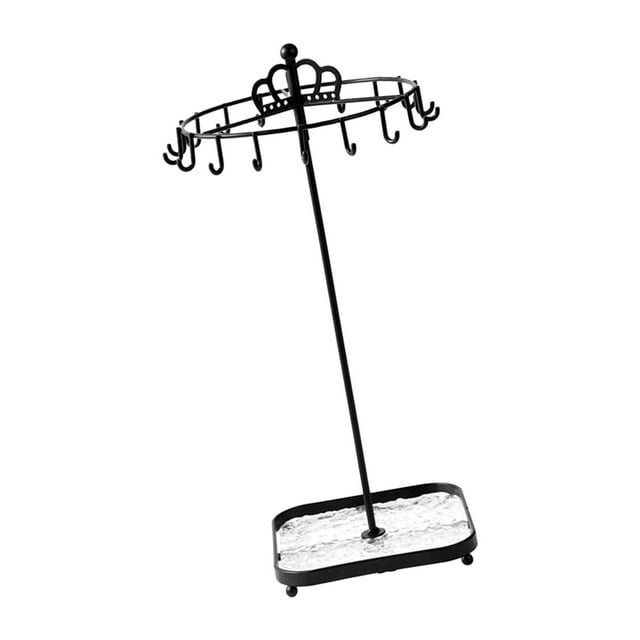 relayinert Large Capacity Pendant Jewelry Display Rack Jewelry Holder Necklace Earring Storage Solution Rings Strong And Sturdy Black 13.5x35cm