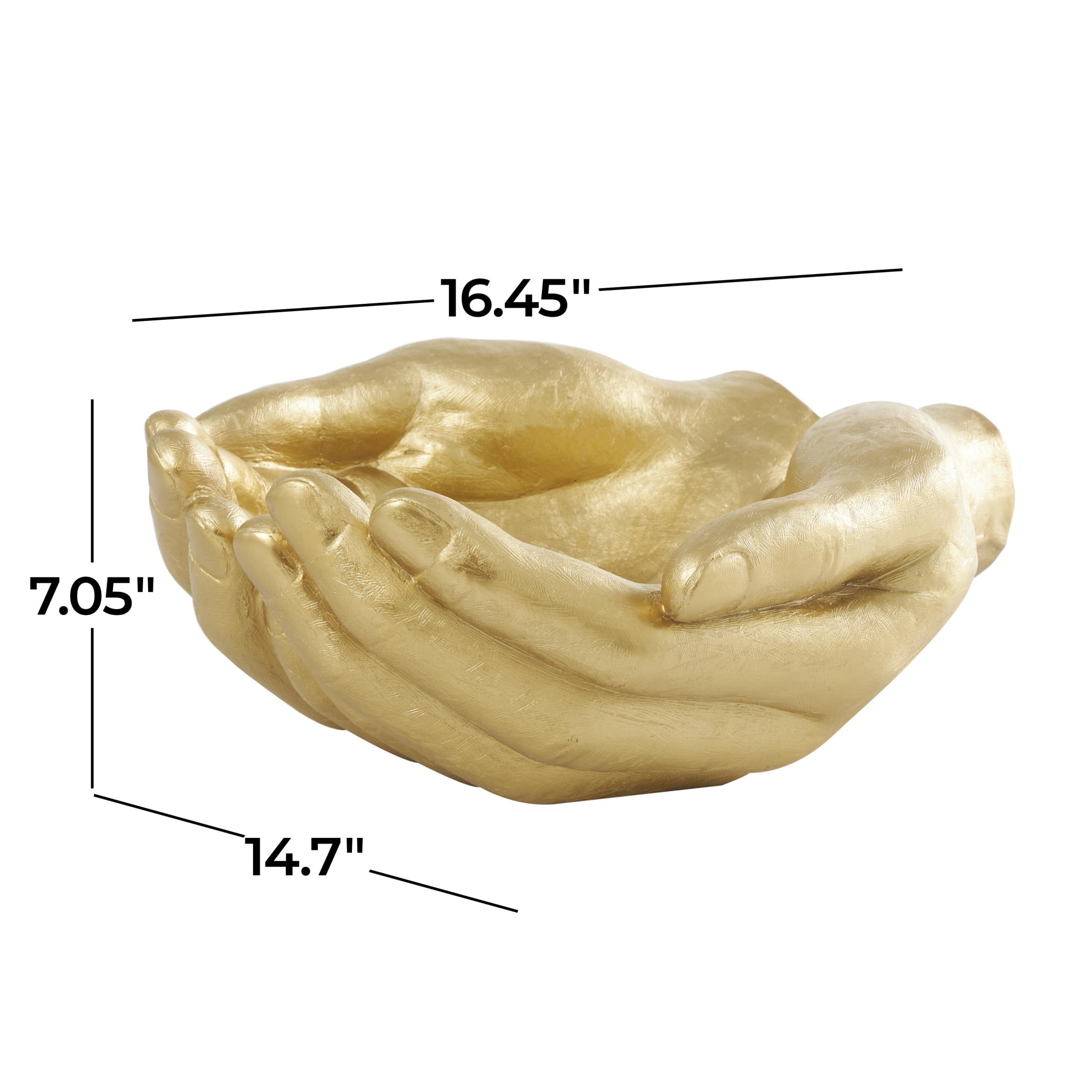 15" x 7" Gold Polystone Open Hands Sculpture, by DecMode