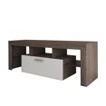 thumbnail image 5 of Farmhouse TV Stand for TV up to 55 inches, TV Table Stand with 16-Color LED Lights, TV Console Table with Storage, Brown+White, 51"L×14" W×18"H, 5 of 10