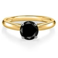 thumbnail image 3 of Gem Stone King 10K Two Tone Gold Black Diamond Solitaire Engagement Ring for Women | 1.05 Cttw | Round 6MM | Gemstone April Birthstone | Size 8, 3 of 6
