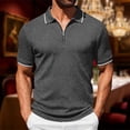 thumbnail image 2 of CAIVO Polo Shirts For Men Summer Casual Zip Shirts Short Sleeve Textured Knit Tops Slim Fit Lapel Solid Color Classic Fit Golf Stretchy , XL, 2 of 5