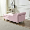 thumbnail image 3 of Rectangular Storage Chaise Lounge Indoor, Modern Upholstery Sofa Recliner Chair for Bedroom, Office, Living Room, Single Sofa Bed with Bolster Pillow,Pink, 3 of 7