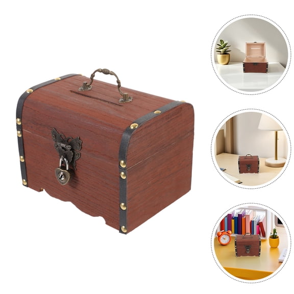 VERDANVERSE Retro Wooden Treasure Chest, Light Brown, Durable and Secure for Home Storage