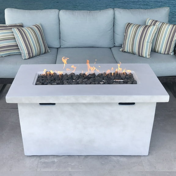 Miekor Furniture 25" H x 42" W Fiber Reinforced Concrete Propane Outdoor Fire Pit Table 94738