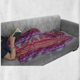 thumbnail image 6 of Psychedelic Soft Flannel Fleece Blanket, Tribal Style Illustration with Geometric Elements Zigzags Squares and Rhombuses, Cozy Plush for Indoor and Outdoor Use, 50" x 60", Multicolor, by Ambesonne, 6 of 6