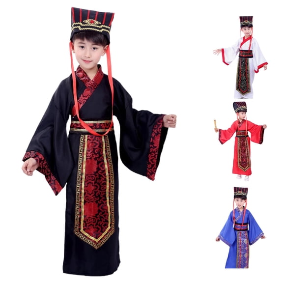 LIIPEE Boys Traditional Chinese Costume Kids Fashion Graphic Hanfu Dress Performance Dress Up Clothes,9-10 Years