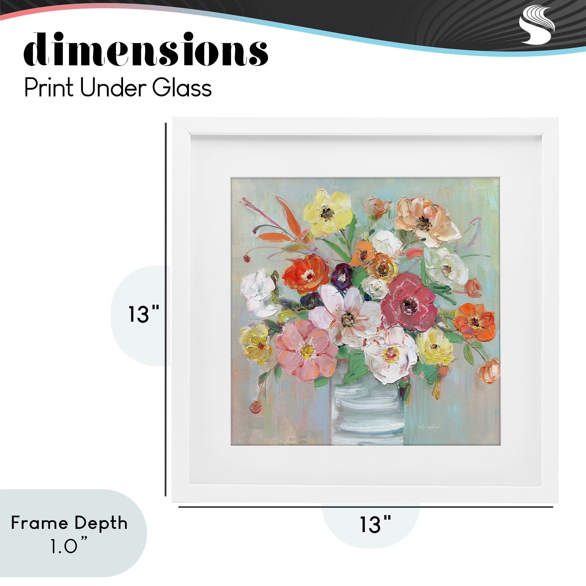 Stupell Industries Energetic Blossom Bouquet White Framed Print Under Glass, design by Sally Swatland
