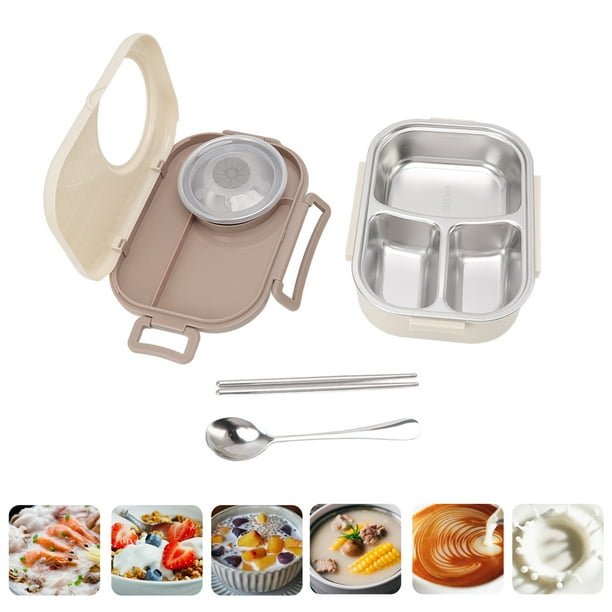 Contenedores Bento, Compartimento De Acero Inoxidable De Doble Capa En Forma De Cámara Extraíble 1450ml Caja Térmica Bento Reutilizable Para La Escuela