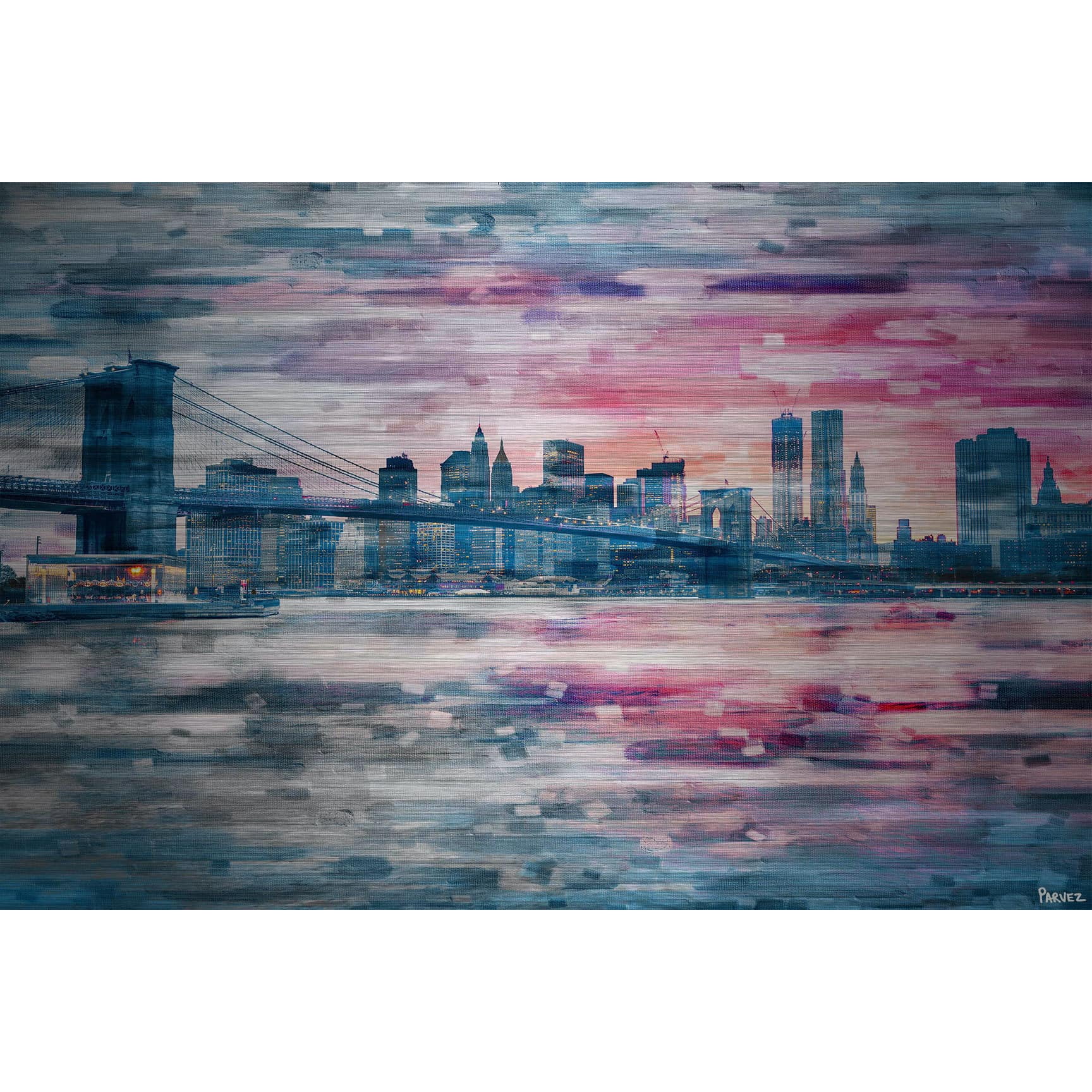 Parvez Taj  'Long Island Evening' Painting Print on Brushed Aluminum 60 x 40